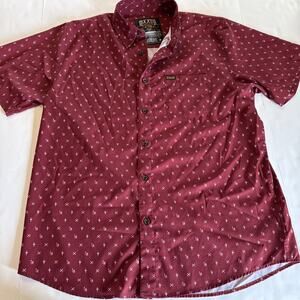 Dixxon Lowrider 10YR Party Shirt Men Sz L Button Up Maroon Not Flannel